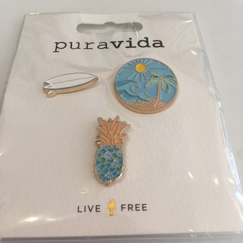 Pura Vida pins NWT in original bag 3 pins in pkg - Picture 1 of 2